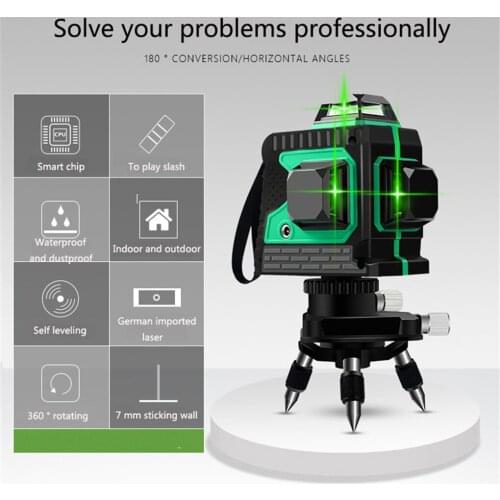 12 Lines 3D Laser Level Level Self-Leveling 360 Horizontal And Vertical Cross Super Powerful Green Laser Level Decoration Tools