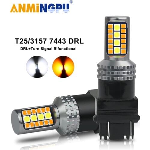 ANMINGPU 1x Signal Lamp Led 3157 P27/7W T25 Led T20 7443 W21/5W 1157 BAY15D Led P21/5W Auto Turn Signal DRL 12V White Yellow