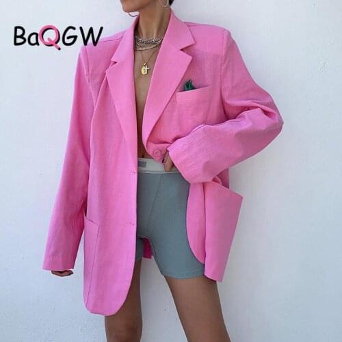 BaQGW Fashion Autumn 2020 Women Solid Blazers and Jackets Work Office Lady Suit Slim Single Breasted Business Female Blazer Coat