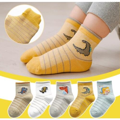 5 pair Spring Summer childrens socks Mesh Cotton Socks for a boy Striped Solid socks for children Girls Kids Sport Sock