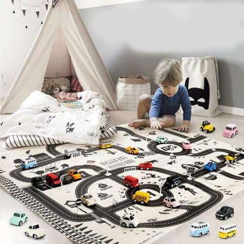MINOCOOL 51x40inch Baby Game Padded Mat Childrens Rugs Town Car Road Map City Rug Play Village Mat Play Pad