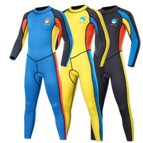 SBART 2019 Children 2MM thick material warm long-sleeved one-piece swimsuit boys and girls water play diving warm clothes