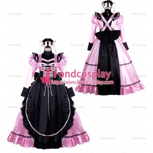 Sissy maid satin dress lockable Uniform cosplay costume Tailor-made[G2300]