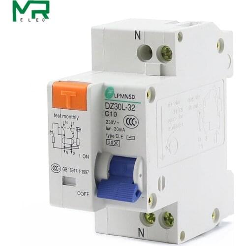 DZ30L-32 1P+N Mini Circuit breaker 230V Leakage device Circuit breaker DIN RAIL install 10A 16A 20A 25A 32A