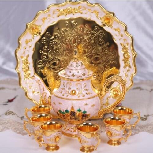 European Style Vodka White Wine Glass Flagon Metal Retro Palace Home Wedding Gift Hip Flask Bar Set Hotel KTV Decoration