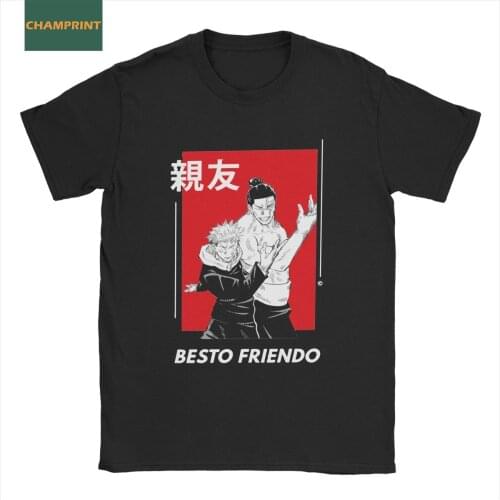 Funny Besto Friendo Itadori And Todo Pose Jujutsu Kaisen T-Shirt for Men Cotton T Shirts Short Sleeve Tees New Arrival Clothing