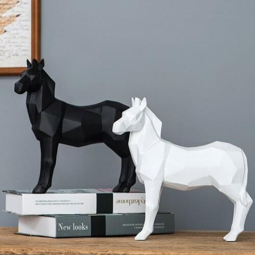 GEOMETRY SHAPED ZEBRA STATUE ABSTRACTIVE RESIN ANIMAL SCULPTURE CRAFT ORNAMENT ACCESSORIES FOR STUDY EUROPEAN DECORATION