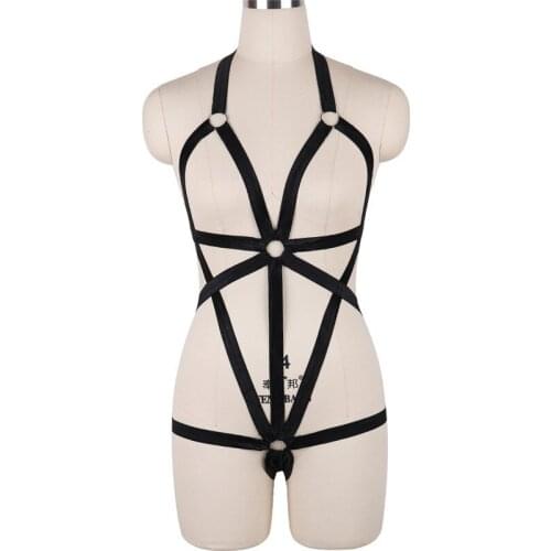 JLX.HARNESS SET BDSM Bondage Harness Lingerie Black Sexy Tops Cage Breast Bra harness Goth Harajuku Fetish Full Dance for Women