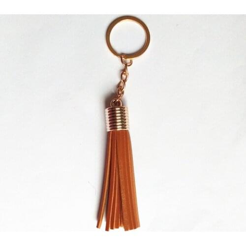 KC Gold Leather Tassel Key Chain Long PU Leather Key Ring Cute Pendant Bag Charming Car Holder Personality Gifts