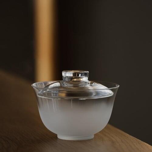 Chinese Yixing Heat-resistant Glass Gaiwan Clear Glass Tureen Kung Fu Teaware 180ml Fairy Teacup Tea Maker Chinese Tea Set