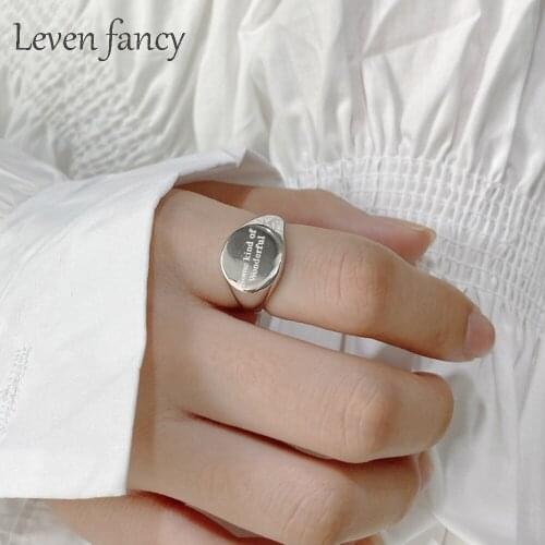 SOME KINDS OF WONDERFUL Initial Latter Ring Sterling Silver 925 Round Face Band for Women Girls Creative High Quality Jewelry