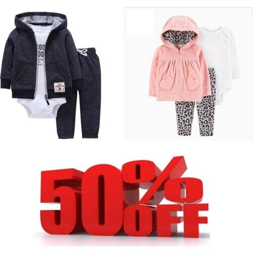 BABY BOY GIRL CLOTHES SET cotton long sleeve hooded jacket+pant+rompers new born infant toddler outfits unisex newborn clothing