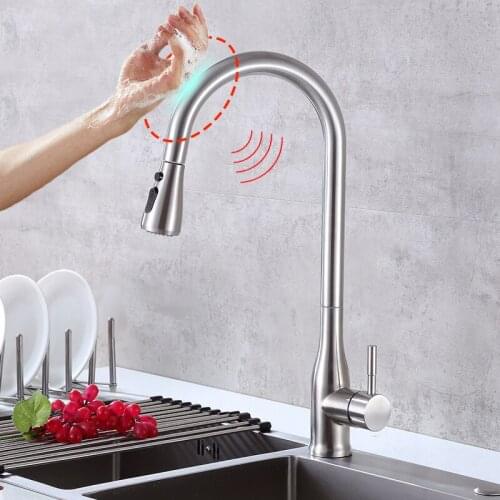 Kitchen Sink Smart Touch Faucet Pull Down Auto Sensor Tap Hot Cold Water Inductive Mixer Tap Deck Mount Sensitive Faucets Taps