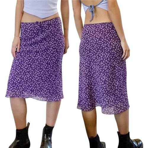 Summer Floral Skirt Women A-Line Trendy Y2K Skirts Harajuku Knee-Length Casual High Waist Party Streetwear Bodycon 90s Skirts