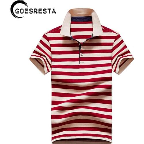 GOESRESTA Brand Cotton Stripe Polo Men 2021 Summer New Short Sleeve Polo Shirt Men High Quality Fashion Casual Polo Mens Polo