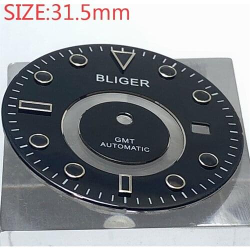 BLIGER 31.5mm mens watch dial is suitable for Miyota-DG-2813-3804 case automatic movement dials black