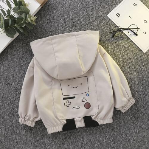 New Autumn Windbreaker Kids Jacket Boys Cute Baby Outerwear Coats Boys Kids Hooded Children Clothing 2-6 years