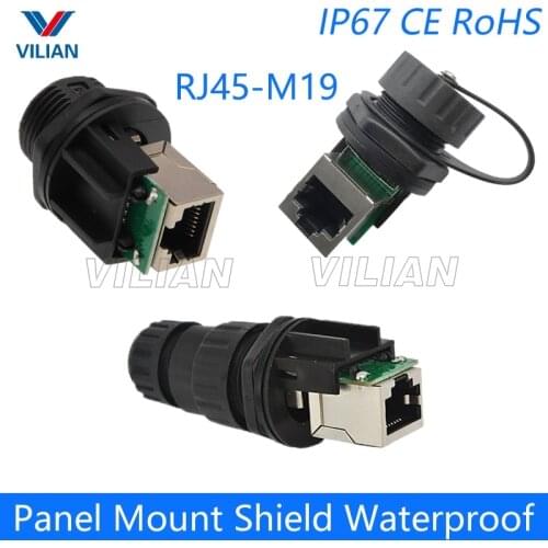 RJ45 Panel Mount Waterproof Connector Outdoor AP Box Metal Shield Socket Gigabit Straight Head Hex Nut Fixed with Matching 1pcs