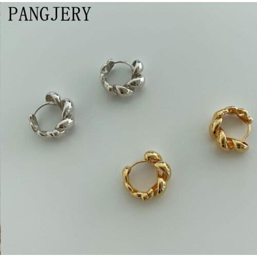 PANGJERY Prevent Allergy 925 Sterling Silver Twist Winding Earrings for Women Fashion Vintage Weaving Anniversary Jewelry Gifts