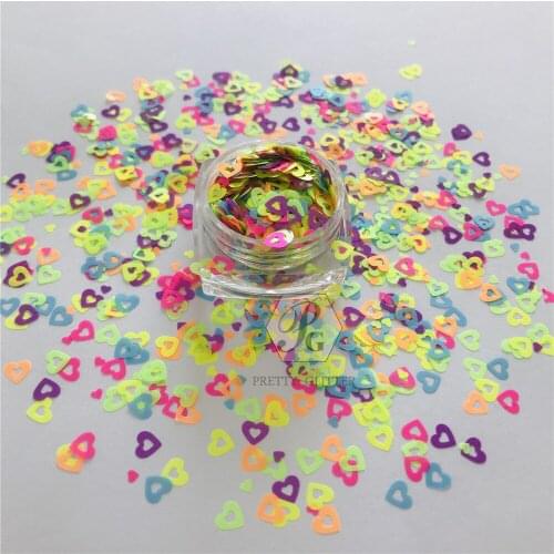 PrettyG 1 Box Colorful Hollow Heart Shape Matte Glitter Nails Art Decoration Body Glitter Tattoo Makeup Accessories