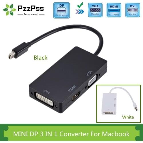PzzPss 3 in1 DisplayPort Mini DP To HDMI-compatible DVI VGA Adapter Cable 1080P Converter Connector For PC Projector Laptop HDTV