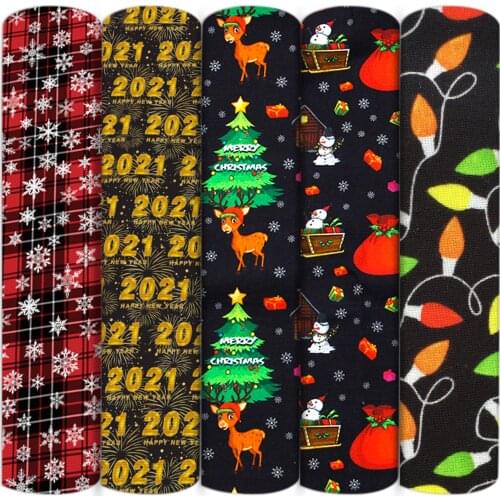 Merry Christmas New Year 100% Cotton Fabric Patchwork Sewing Quilting Needlework Material DIY Cloth,1Yc14114
