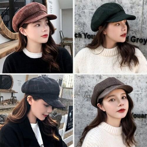 Ladies Octagonal Hat Autumn/Winter Casual Wild Beret Caps Cotton Keep Warm Hat Newsboy Cap Painter Caps Retro Literary Hats