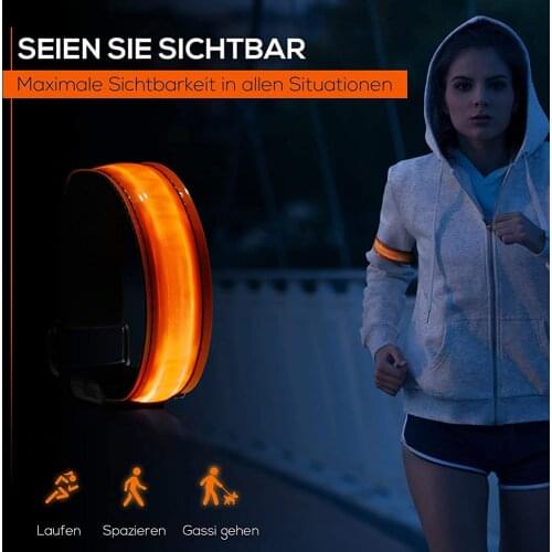 1pcs USB Charging LED Luminous Night Running Armband Bracelet Night Reflective Safety Belt Outdoor Sports Luminous Arm Band