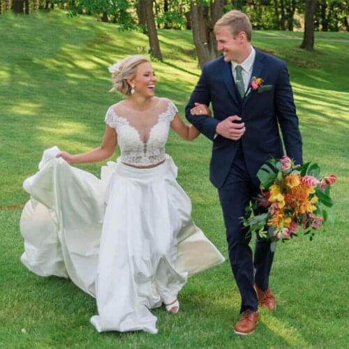 Navy Blue Men Suits Wedding Groomsmen Outfit Prom Wear Groom Tuxedo Costume Homme Slim Fit Man Blazer 3Piece(Jacket+Pants+Vest)