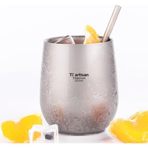 Tiartisan TI New Arrival Titanium Double Wall Water Tea Coffee Cup Beer Mug 200ml for Home Office Outdoor Camping Travel Ta8745