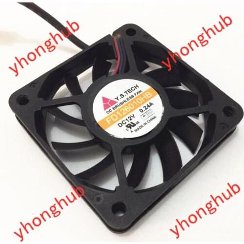 Y.S.TECH FD126010HB DC 12V 0.24A 3-wire 60X60X10mm Server Cooling Fan