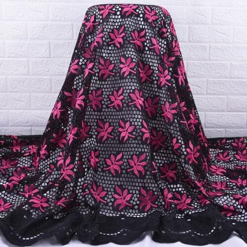 Zhenguiru Guipure Cord Black Mesh And Pink Embroidery Combination African Lace Fabric Beautiful Negria Fabric For Party A1927