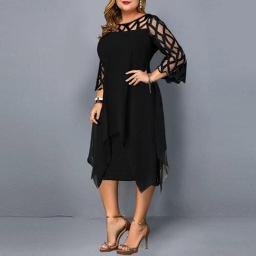Plus Size Summer Dress Elegant Mesh White Womens Dress 2021 New Large Size Casual Party Dresses Night Club Outfits XL - 5XL