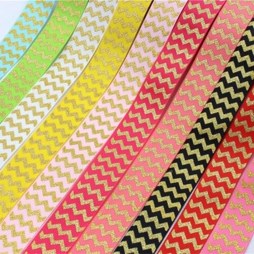 10 color mix 22MM hot gold wave Printed grosgrain ribbon 10yards, clothing accessories Headwear Materials 15121580