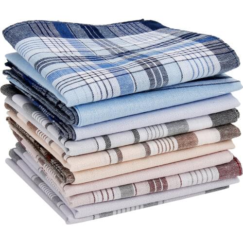 10pcs 38*38CM Classic Plaid Cotton Handkerchief Men Pocket Squares Vintage Hankies Business Casual Chest Towel Hankies