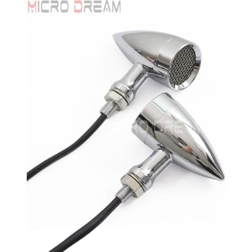 2pcs Motorcycle LED Bullet Turn Signals Lights Mesh Grill Indicator Lights Lamp Flashers For Harley Sportster Cafe Racer Chopper
