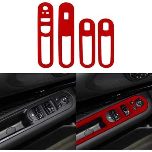 4PCS Suede Car Window Lifter Control Decorative Frame Panel Strip for BMW MINI Cooper F54 2015-2020 Car Styling Accessories