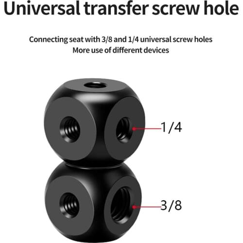 1/4" 3/8" Screw Hole Adapter Mini Magic Dual Cubic Mount for DSLR Camera Holder Flash Light Mic Tripod Photography Accessories