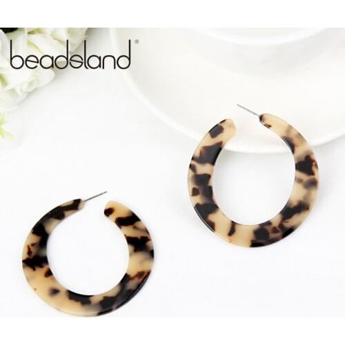 Beadsland Acetic Acrylic Hoop Earrings Fashion Bohemia Circular Design Women Girl Dancing Party Christmas Gift 39151