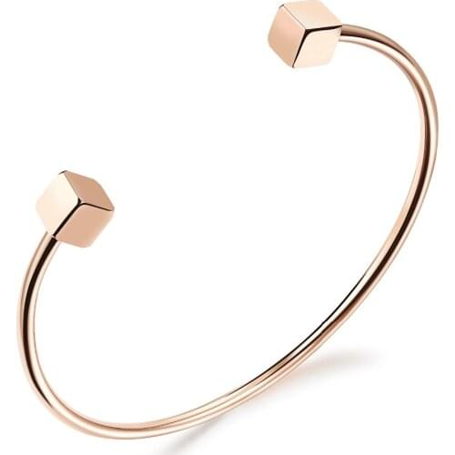 FATE LOVE Brand Personalized Fashion Jewelry Stainless Steel Style Cute Girl Wristlet Bracelet Bangles for Women Rose gold color
