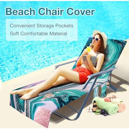 Swim Beach Chair Cover Pool Sunbath Lounger Covers With Side Pockets Just The Right For Swimming Pools Beach Sunbathing #W0