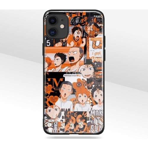 Haikyuu memes anime collage tempered glass soft silicone Phone case For iPhone SE 6s 7 8 Plus X XR XS 11 Pro Max cover shell