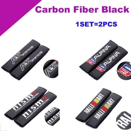 2pcs Carbon Fiber Black Car Interior Padding Seat Belt Protect Covers ABT ALPINA Ralliart Nismo for Mitsubishi BMW Audi NISSAN