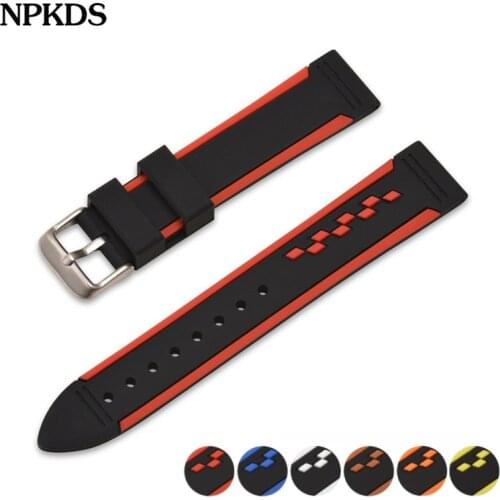 Double Colorful Watchband 20mm 22mm 24mm Silicone Rubber Watch Straps Waterproof Watchband New Design Fashion