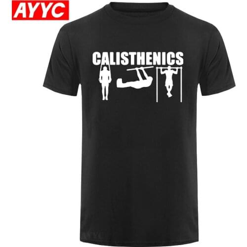 AYYC Calisthenics T shirt Mens Summer Harajuku Cotton Tshirt Fashion O Neck Print T Shirt Fitness Bodybuilding Sports Tee Tops