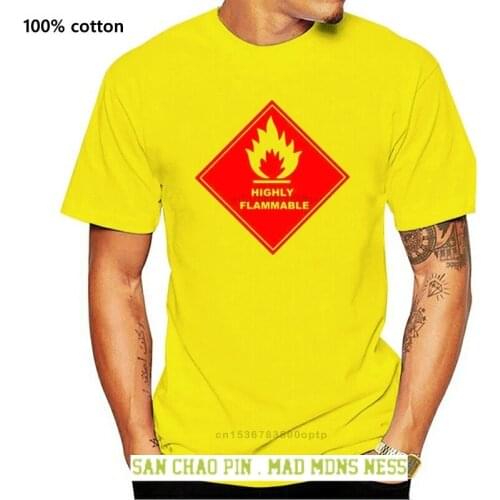 Flammable Warning Symbol T-shirt Tshirt Men Black Short Sleeve Cotton Hip Hop T-shirt Print Tee Shirts