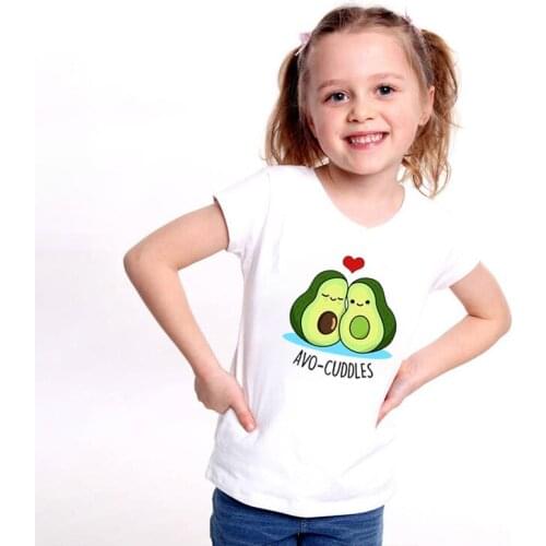 Fashion Kawaii Avo Avocado Print Girls Boys T Shirts Casual Black White Short Sleeve Tops Kids Baby Tee Shirt Tops Unisex Drop