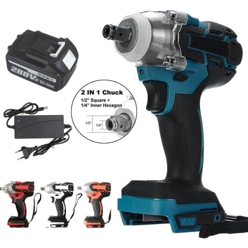 New 2in1 Brushless Electric Impact Wrench 1/2 Lithium-Ion Battery Woodworking Wrench 520N.M Power Tools For Makita Rechargeable