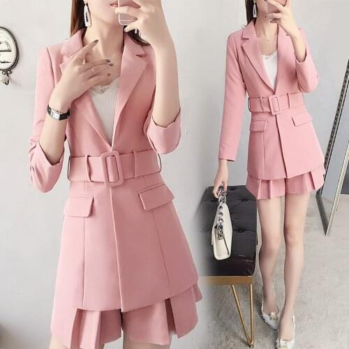 British style woman pink short pant suits Workwear suit spring new fashion female temperament small Blazers jacket two-piece set