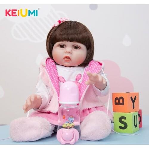 Beautiful 19 Inch Bebe Reborn Menina Full Silicone Baby Dolls Newborn White Skin Toys For Children Girls Dolls Birthday Gifts
